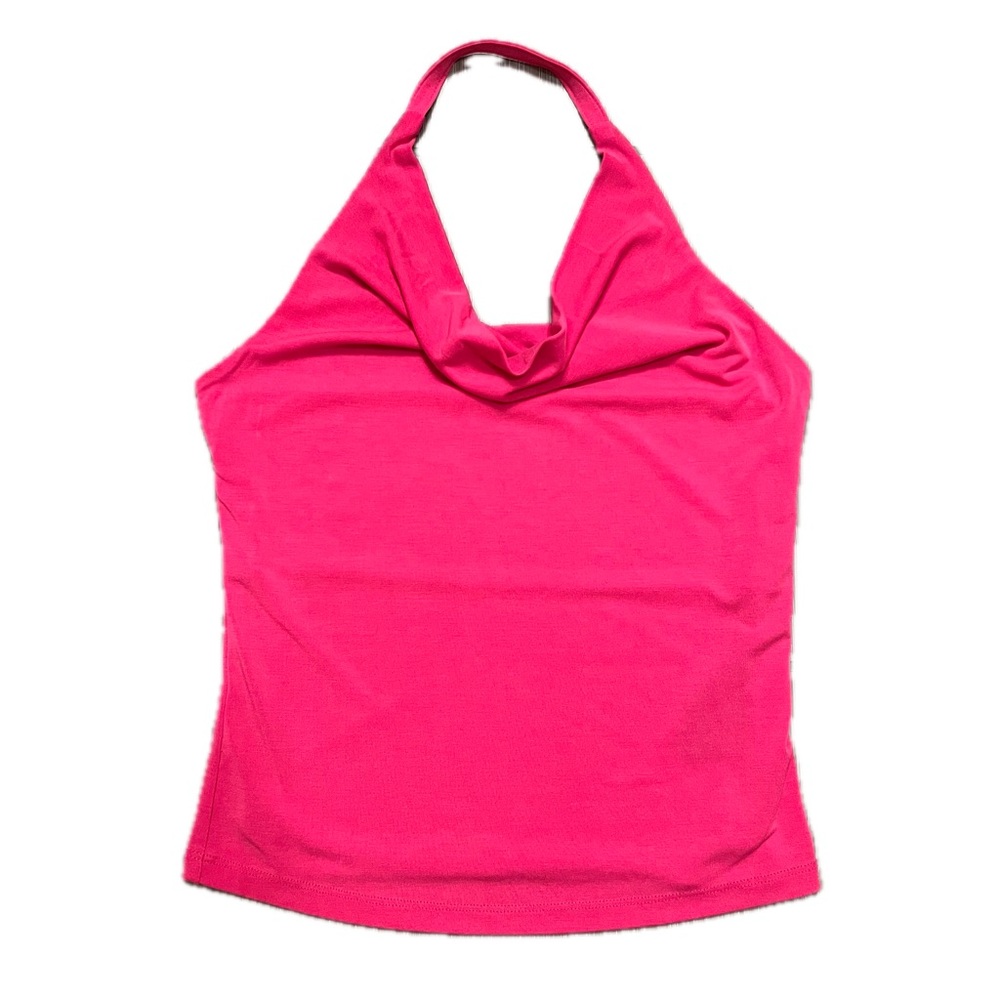 Anthropologie Cowl Neck Halter Top Hot Pink Sleeveless Stretch Tank Womens XS - Picture 4 of 11